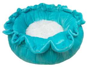 Lily Pod Bed in Aquamarine and Snow White