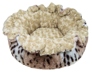 Lily Pod Bed in Aspen Snow Leopard and Camel Rose