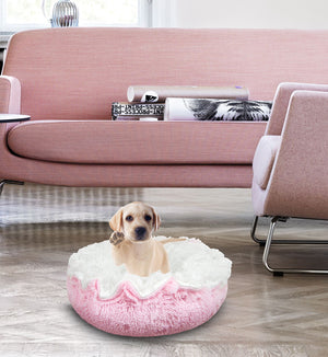 Lily Pod Bed in Bubblegum and Snow White