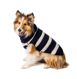 Alpaca Navy and Cream Stripe Dog Sweater