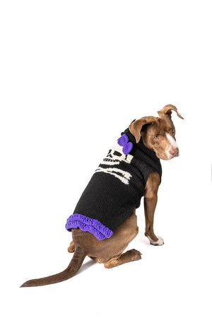 Purple Bow Black Skull Sweater
