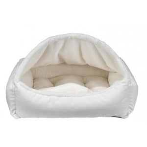 Winter White Faux Fur Canopy Bed with Snowflake Inside