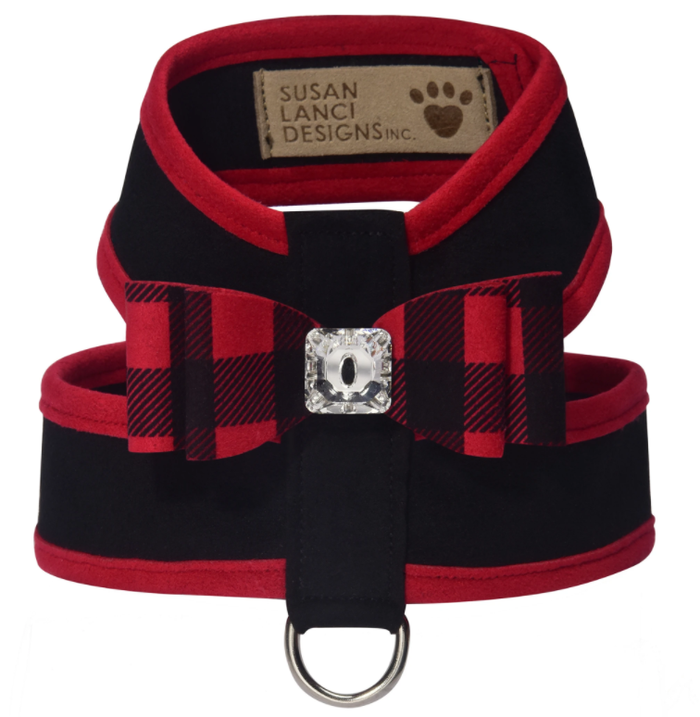 Susan Lanci Tinkie Harness With Red Gingham Big Bow