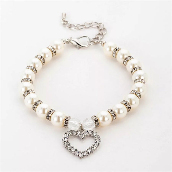 Heart and Pearl Necklace- White