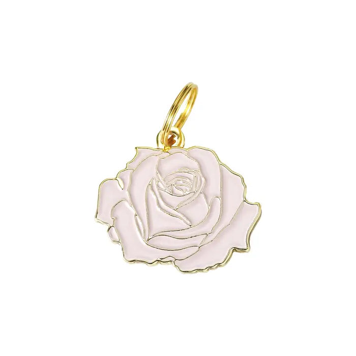 Rose Pet ID Tag in Pink & Gold