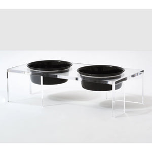 Clear Elevated Pet Feeder with Black Bowls