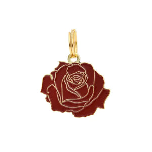 Rose Pet ID Tag in Red & Gold