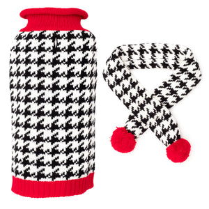 Houndstooth Sweater & Scarf Set