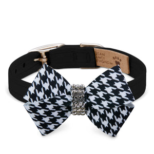 Susan Lanci Black and White Houndstooth Nouveau Bow Collar in Many Colors - Posh Puppy Boutique