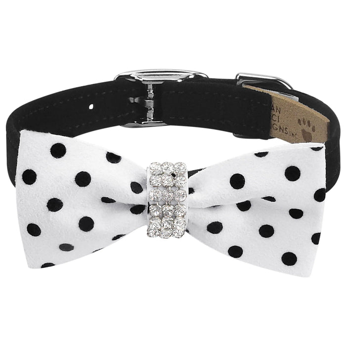 Susan Lanci Giltmore Black & White Polka Dot Bow Tie Collar