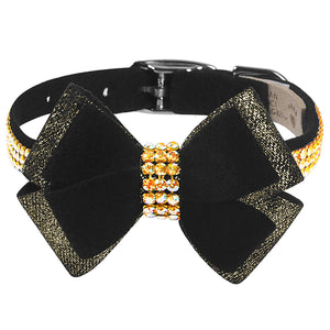 Susan Lanci Black Glitzerati Double Nouveau Bow 3 Row Gold Giltmore Collar