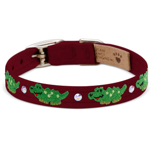 Susan Lanci Embroidered Green Alligators with Crystals Collar in Many Colors