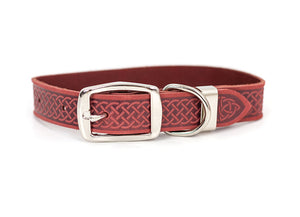 Coral Celtic Style Buckle Leather Collar