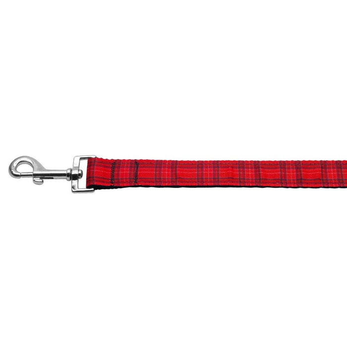 Red Plaid Nylon Ribbon Dog Leash