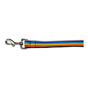 Rainbow Striped Nylon Ribbon Dog Leash
