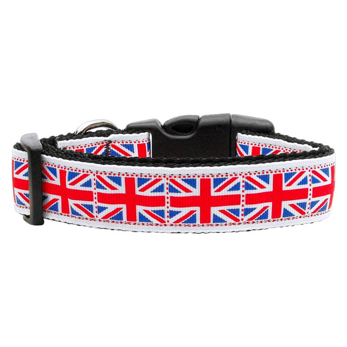Tiled Union Jack (uk Flag) Nylon Ribbon Dog Collar