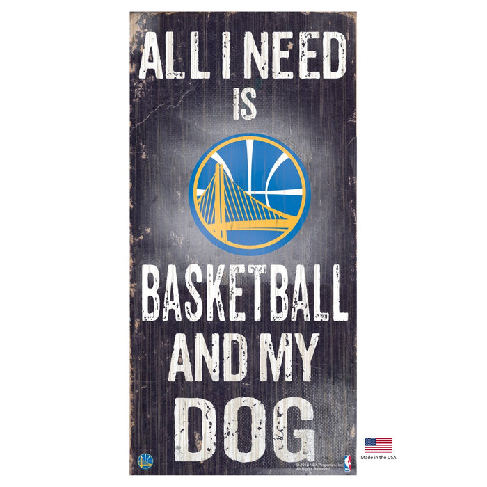 Golden State Warriors Distressed Basketball And My Dog Sign