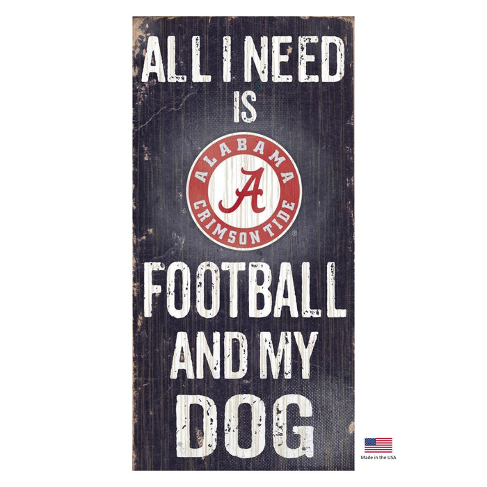 Alabama Crimson Tide Distressed Football And My Dog Sign