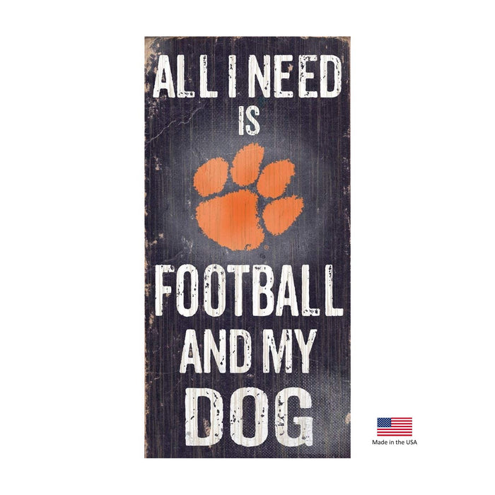 Clemson Tigers Distressed Football And My Dog Sign