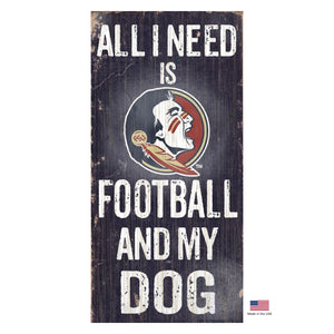 Florida State Seminoles Distressed Football And My Dog Sign