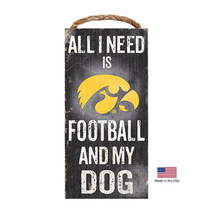 Iowa Hawkeyes Distressed Football And My Dog Sign
