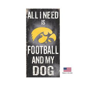 Iowa Hawkeyes Distressed Football And My Dog Sign