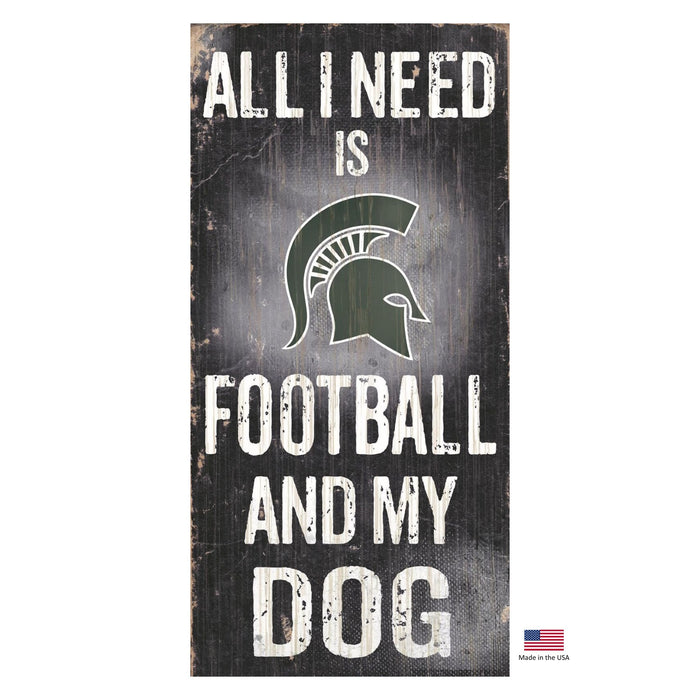 Michigan State Spartans Distressed Football And My Dog Sign