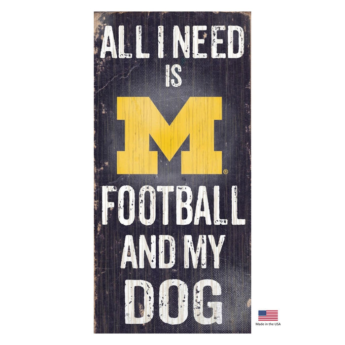 Michigan Wolverines Distressed Football And My Dog Sign
