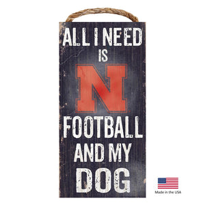 Nebraska Huskers Distressed Football And My Dog Sign