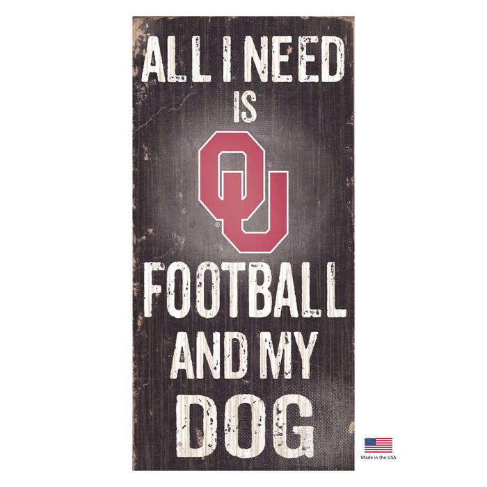 Oklahoma Sooners Distressed Football And My Dog Sign