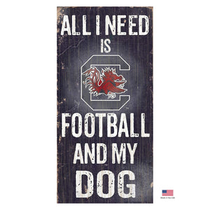 South Carolina Gamecocks Distressed Football And My Dog Sign