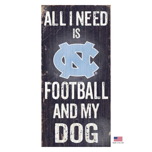 North Carolina Tarheels Distressed Football And My Dog Sign