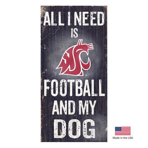 Washington State Cougars Distressed Football And My Dog Sign