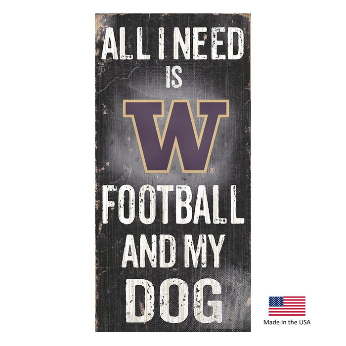 Washington Huskies Distressed Football And My Dog Sign