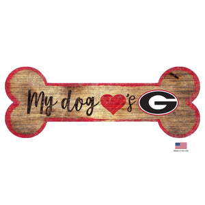 Georgia Bulldogs Distressed Dog Bone Wooden Sign