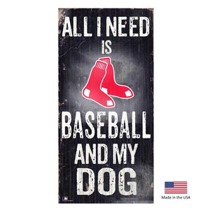 Boston Red Sox Distressed Baseball And My Dog Sign