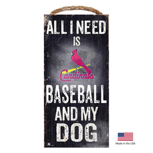 St. Louis Cardinals Distressed Baseball And My Dog Sign