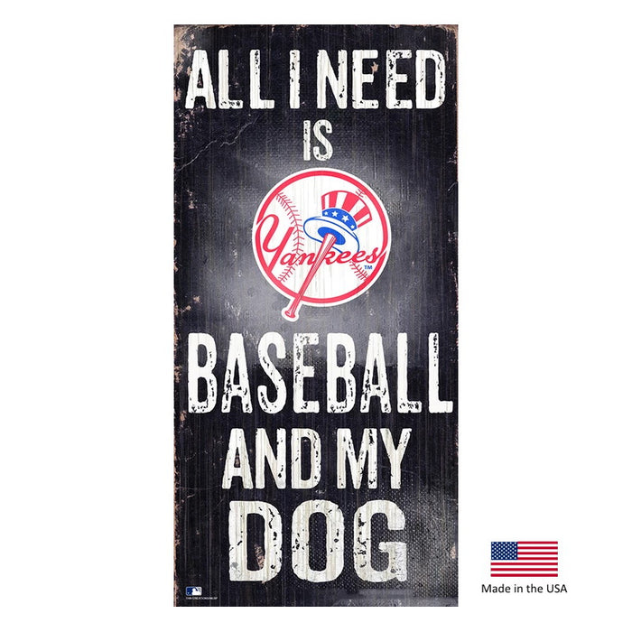 New York Yankees Distressed Baseball And My Dog Sign