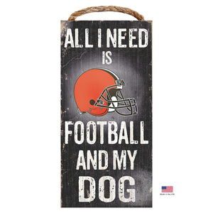 Cleveland Browns Distressed Football And My Dog Sign