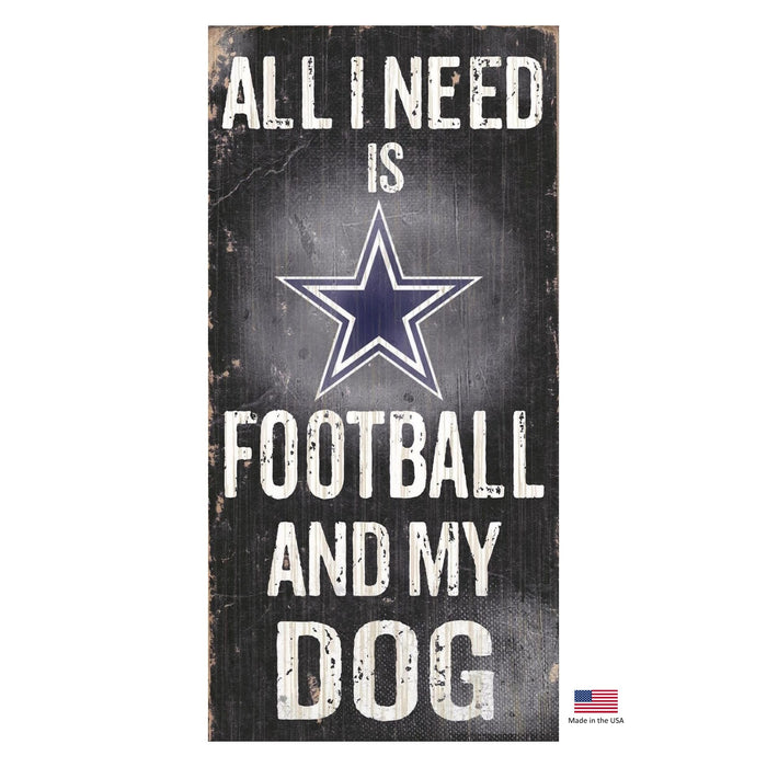Dallas Cowboys Distressed Football And My Dog Sign
