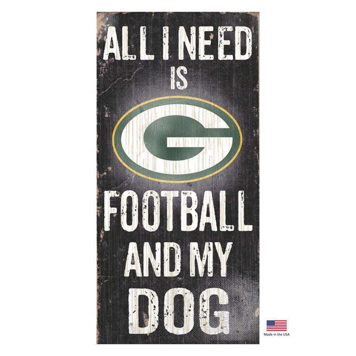 Green Bay Packers Distressed Football And My Dog Sign