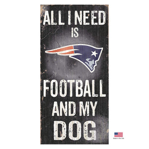 New England Patriots Distressed Football And My Dog Sign
