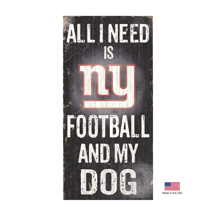 New York Giants Distressed Football And My Dog Sign