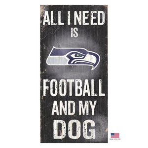 Seattle Seahawks Distressed Football And My Dog Sign