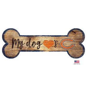 Chicago Bears Distressed Dog Bone Wooden Sign