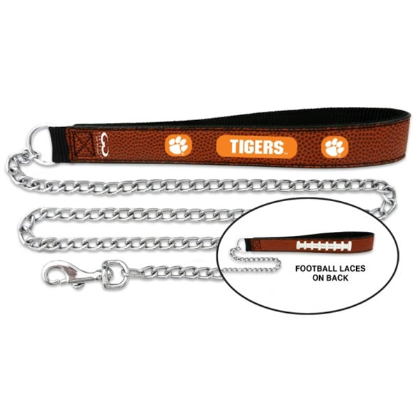 Clemson Tigers Leather And Chain Leash