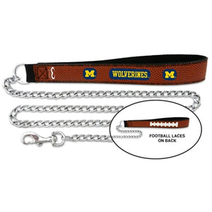 Michigan Wolverines Leather And Chain Leash