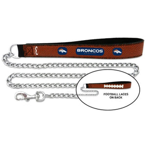 Denver Broncos Football Leather And Chain Leash