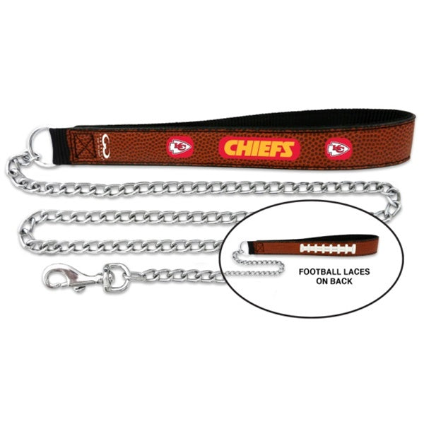 Kansas City Chiefs Football Leather And Chain Leash