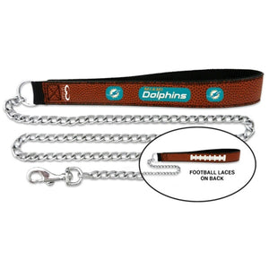 Miami Dolphins Football Leather And Chain Leash